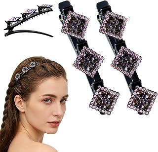 Sparkling Crystal Stone Braided Hair Clips, 2026 New Rhinestone Hair Clips Hair Braid Clips, Girls/Women Hair Accessories for Styling Sectioning (14#)