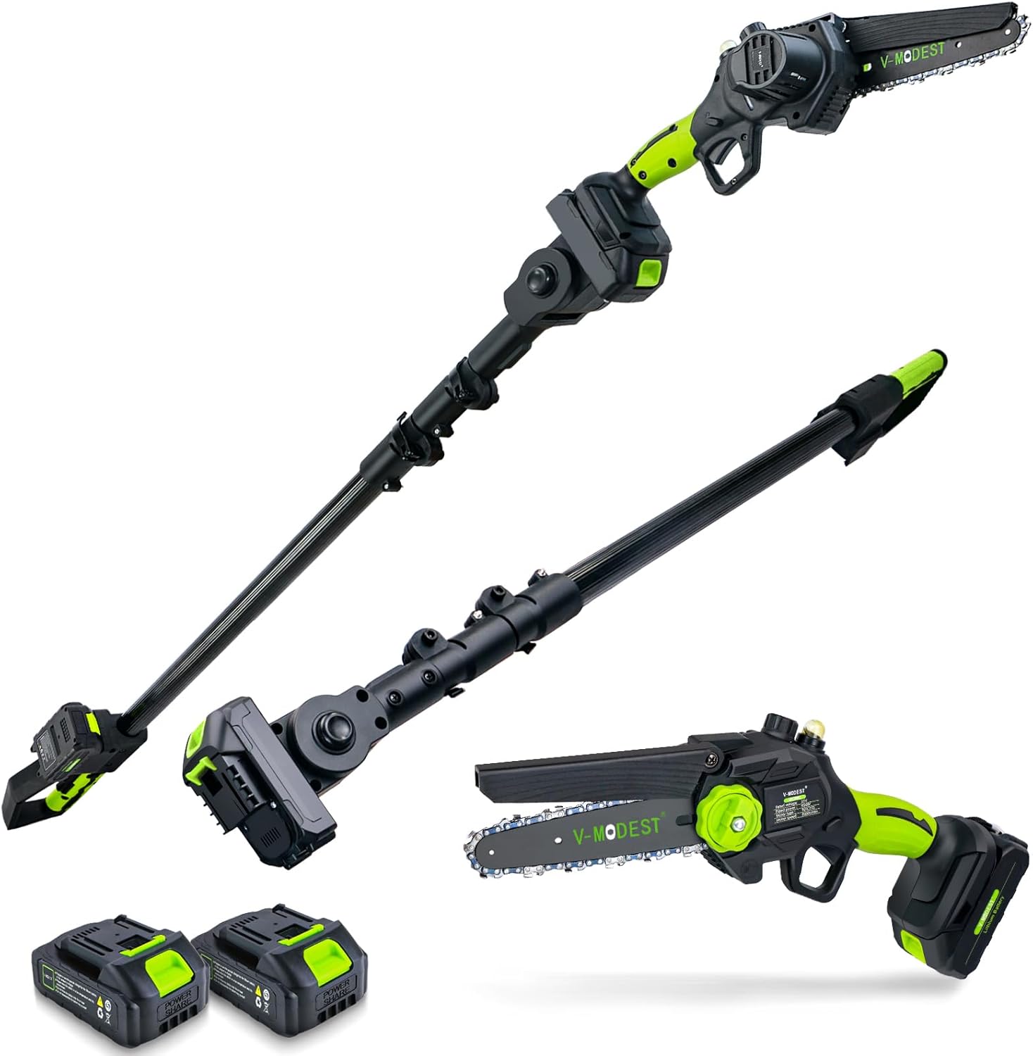 2in1 Cordless Pole Chainsaw, VMODEST Brushless Pole Saws 6 Inch Mini Handheld