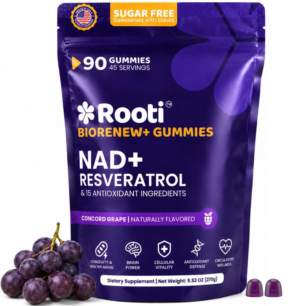 NAD 3000mg & Resveratrol 1000mg Complex Gummies, Grape Seed Extract - Daily Cellular Support for Energy & Healthy Aging. 90 Counts