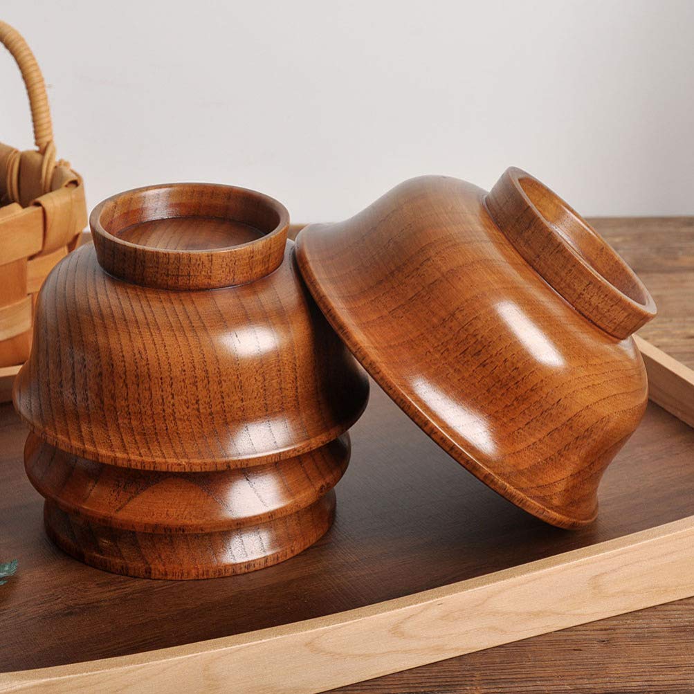 Ensaladera de Madera Tazón para Servir con Patas de Madera Taza de té de la Leche para Ensalada Arroz Miso Sopa Frutas Exhibición Decorativa 13x13x7cm