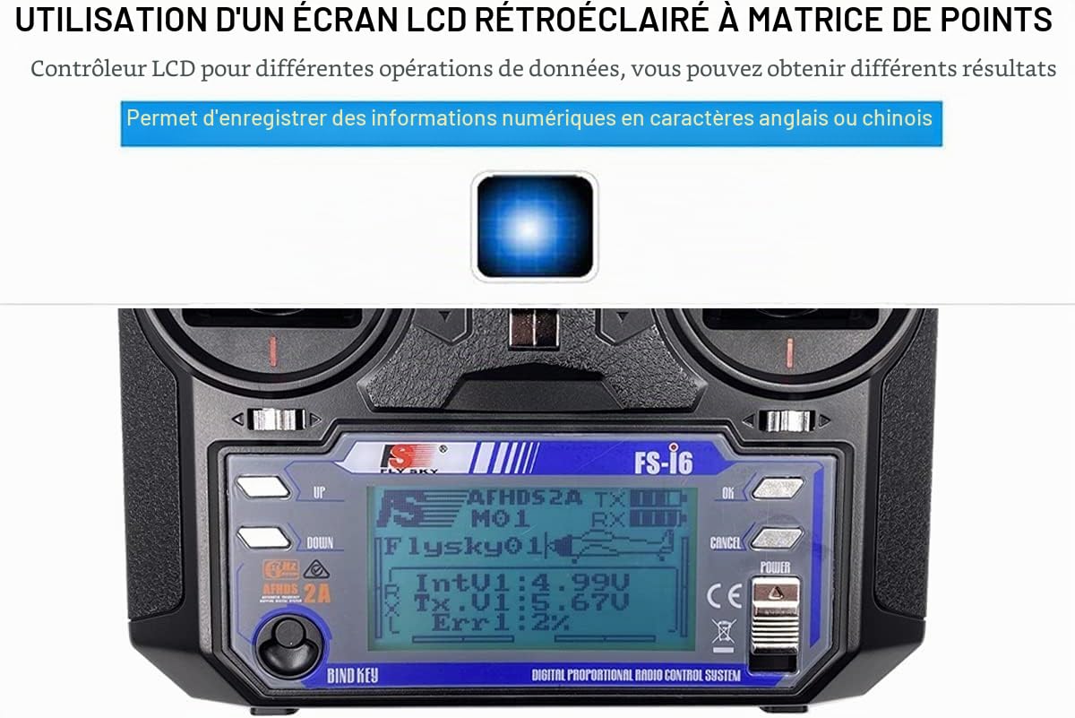 Flysky FS I6 AFHDS 2A Système Radio 6 Canaux Transmetteur + FS IA6 Récepteur 2,4 GHz RC Voiture Bateau