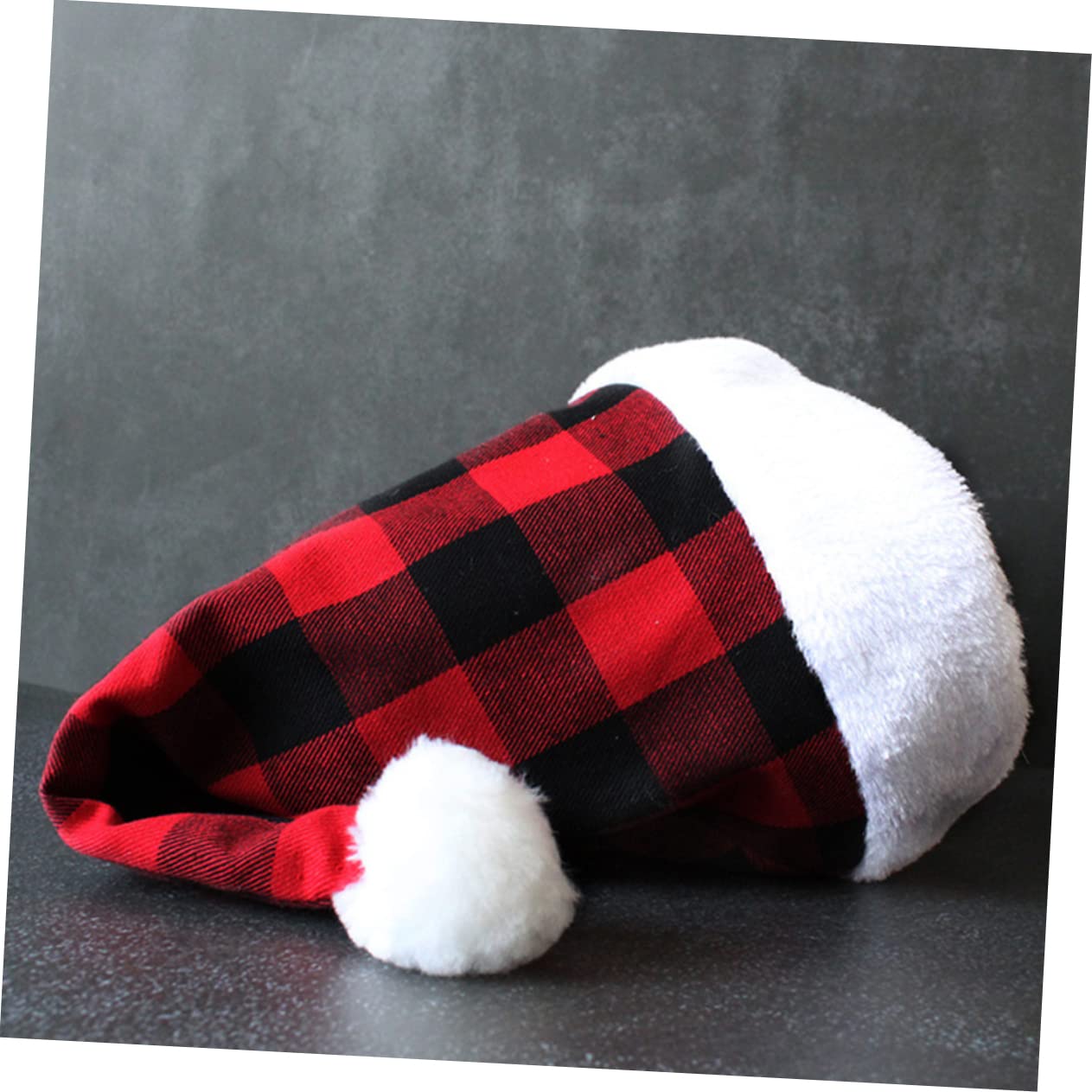 Cabilock 4 Piezas Gorro de Papá Noel a cuadros gorros navideños christmas hat decoración de navidad sombrero de fiesta de papa noel sombrero de Santa gorro de papá noel para hombre paño