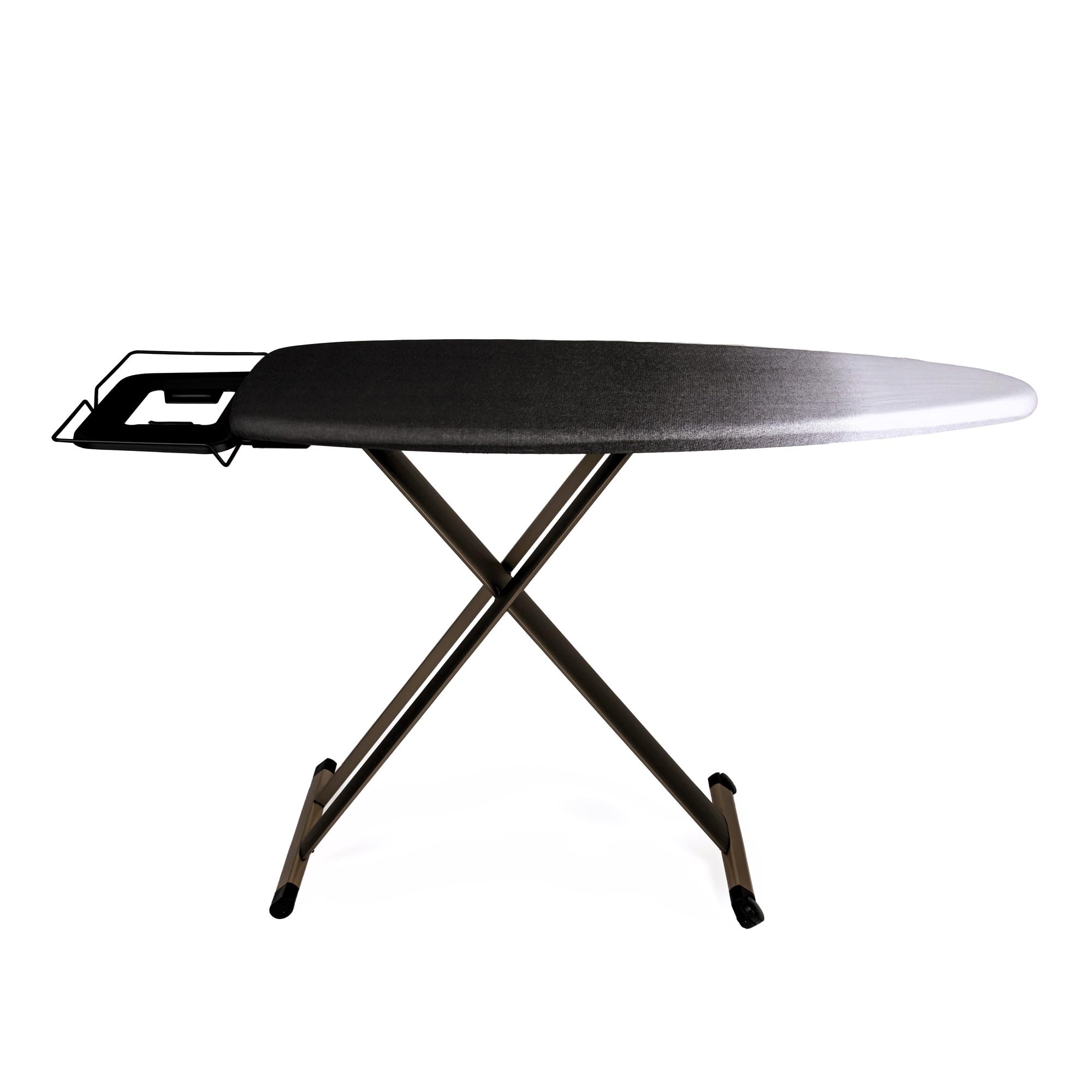 GoldVIP Table à Repasser Grande et Professionnelle | 130x47 cm | Pliable, Robuste et Stable | Hauteur Réglable | roulettes | Surface XXL Large | Aluminium | Idéale Centrales Vapeur | Fabriquée Europe