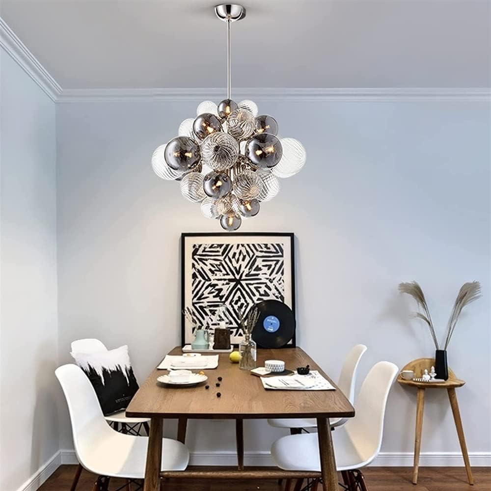 Nowoczesny żyrandol Led z globusem, wpuszczana lampa z chromowanego szkła, nordycka luksusowa lampa bąbelkowa do salonu, jadalni, sypialni, kuchni/31,5 cala/80 cm