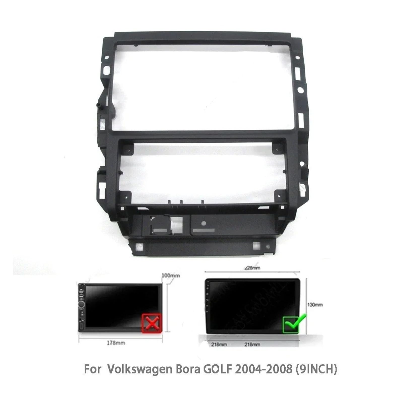 Mascherina Autoradio Cornice Stereo 9 Pollici Autoradio Fasce Android Stereo Frame Player 2 DIN Pannello dell'unità Testa Dash per VW per Bora per Jetta Mk4 per Golf 2004-2008