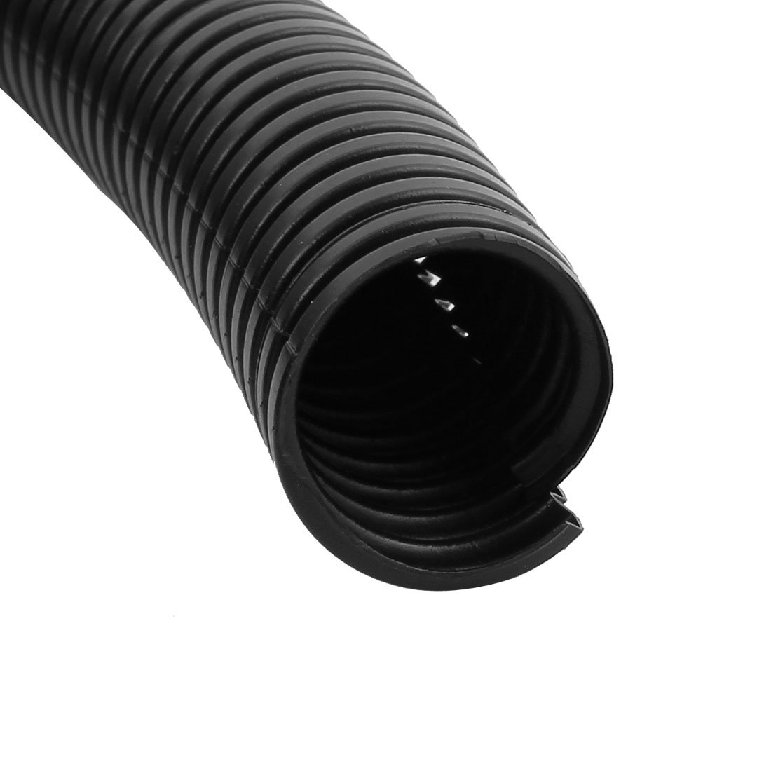 Manguera corrugada de PVC, abierta, retardante de llama, de 25 mm de diámetro y 11,3 metros de longitud, color negro
