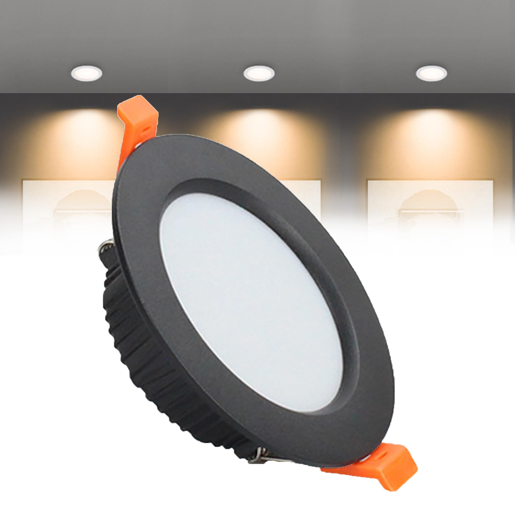 Syibelters 7W LED Recessed Ceiling Lights 108mm Warm White 3000K 7W 240LM, Cut Φ80-90mm, AC110-240V Ultra Slim Downlights, LED Panel Light for Living Room Hallway, 1 Pack