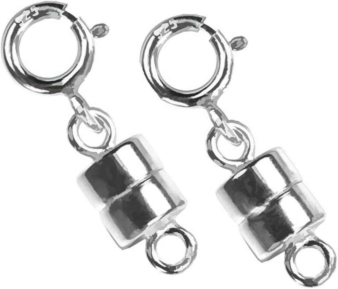 2 Sterling Silver Converters Magnetic Clasps for Small Necklaces
