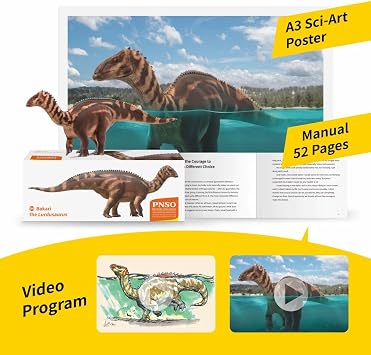 PNSO Prehistoric Dinosaur Models: 94 Bakari the Lurdusaurus | 9 Heavy-Bodied Iguanodont Model - Short Limbs - 52-Page Manual + A3 Sci-Art Poster - 3 Videos - 15+