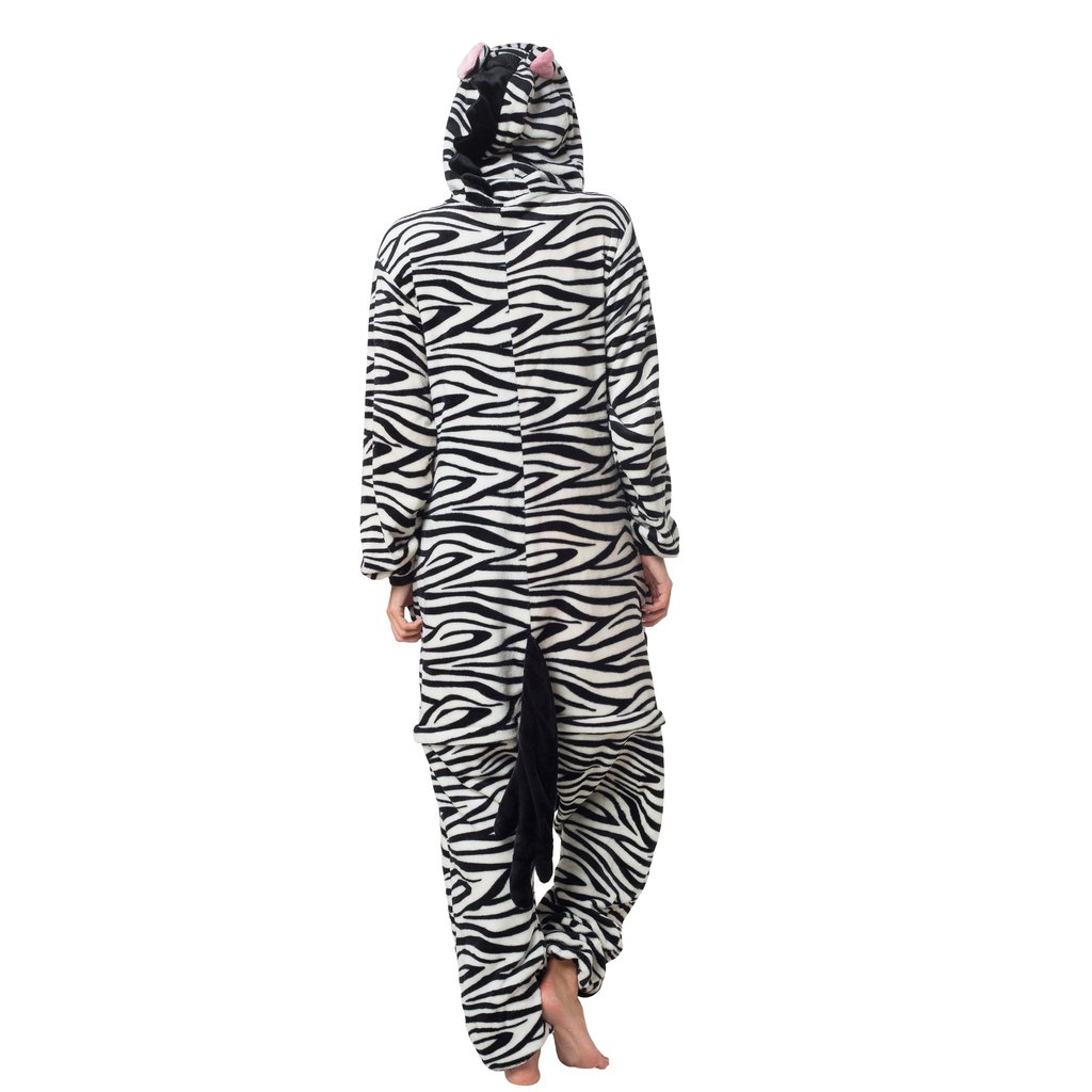 Katara 1744 Zebra-kostuum, onesie/jumpsuit, eendelige body voor volwassenen, dames en heren, als pyjama of pyjama, uniseks, veel verschillende dieren