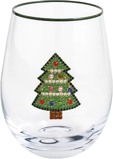 Mud Pie Christmas Tree Beaded Wine Glass