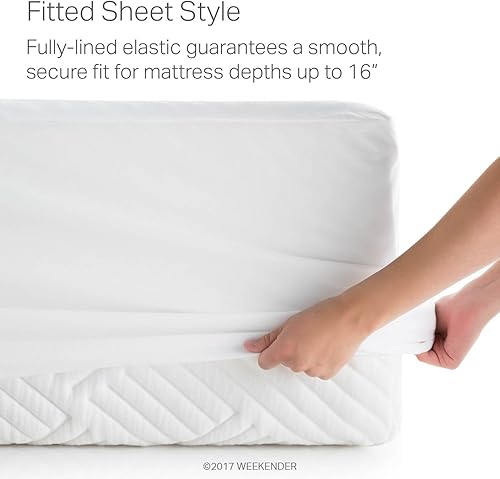 Miniatura 4 de WEEKENDER Protector de colchón prémium de 5 lados de grado comercial, impermeable, costuras reforzadas a prueba de calor para secadora de calor,