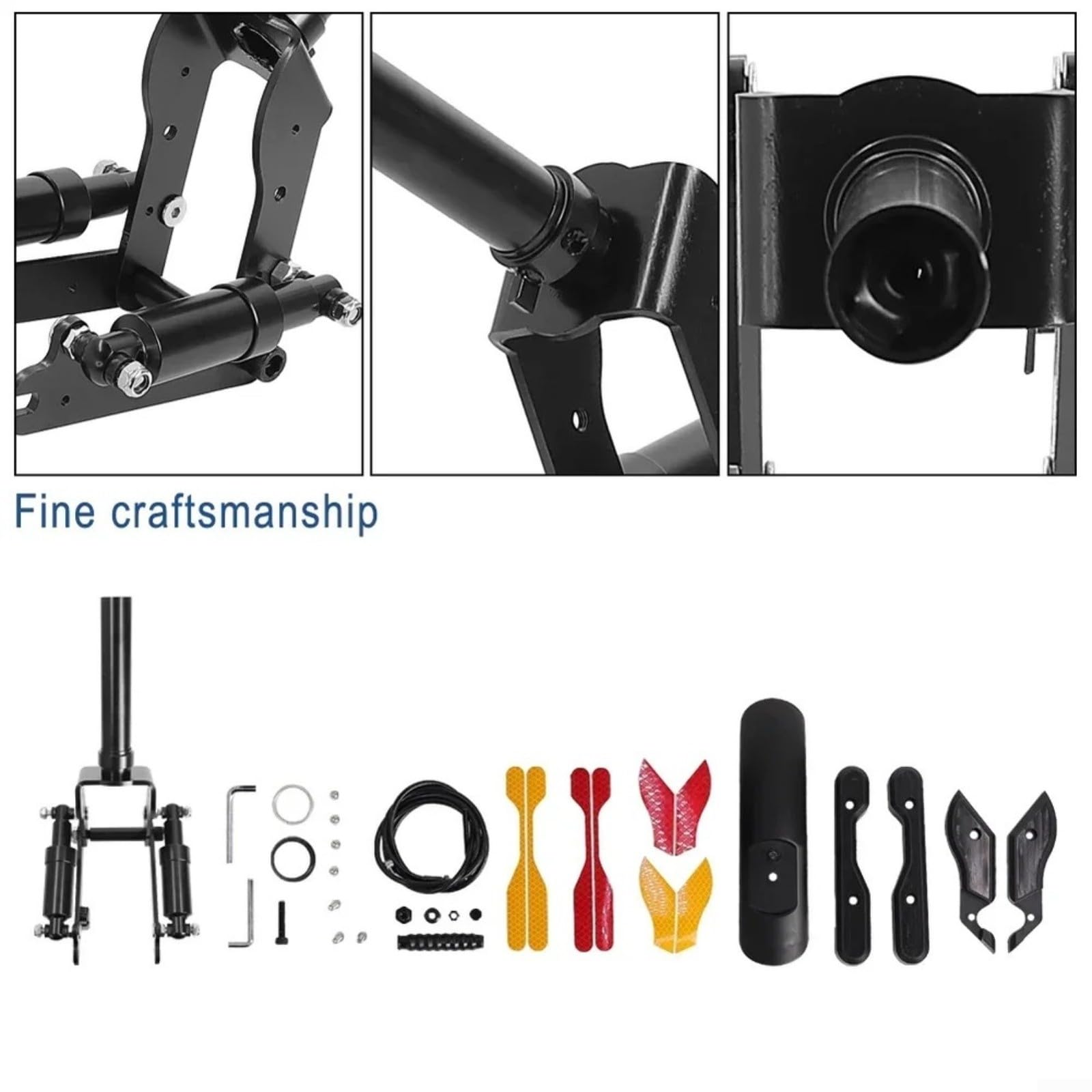 Amortisseur avant avec garde-boue en alliage d'aluminium pour scooter électrique Ninebot Max G30, fourche à suspension amortisseur kit de suspension avant, noir (noir)