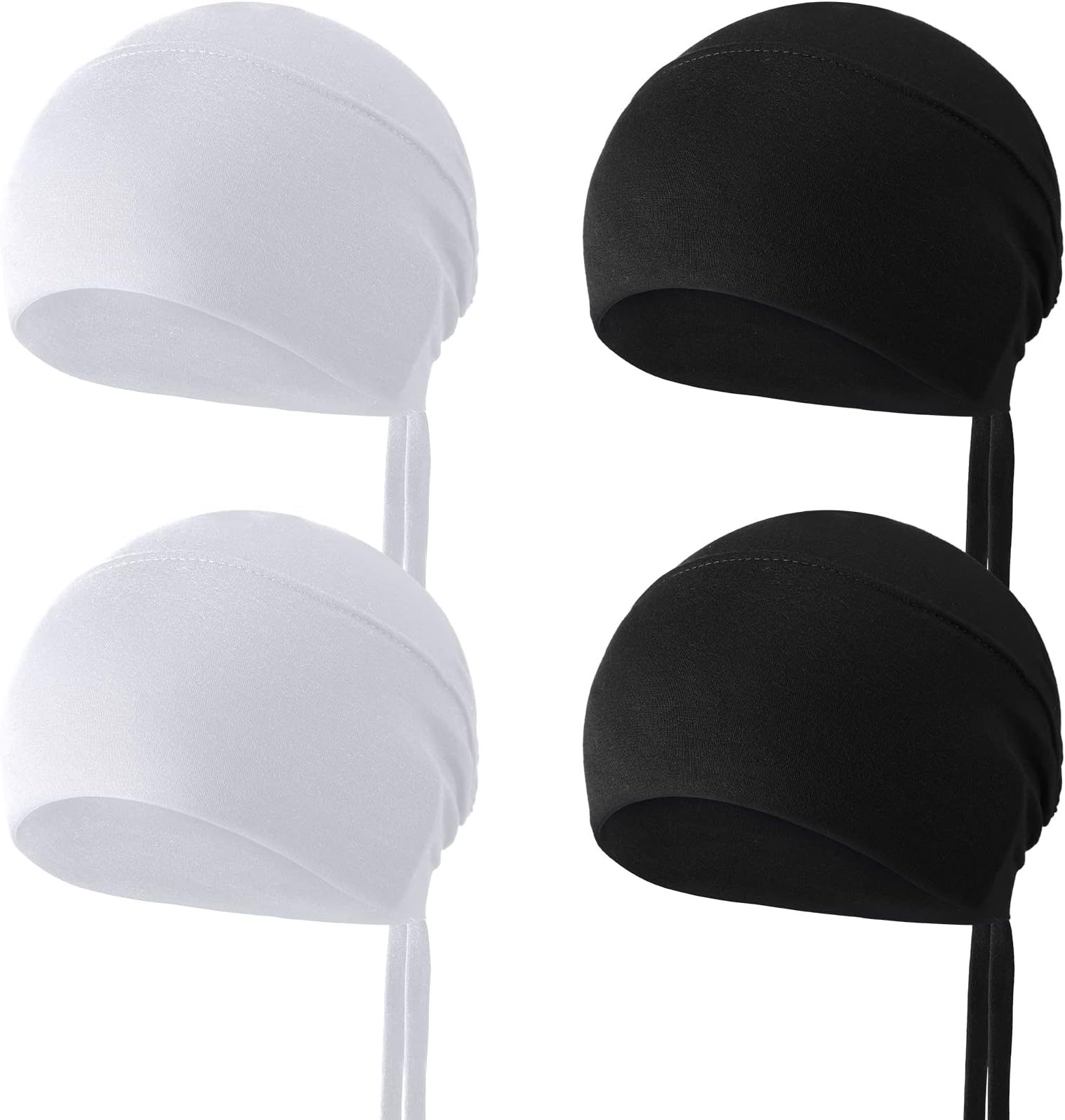 4 Pcs Hijab Scarves for Women Hijab Undercap with Tie Adjustable Islamic Muslim Undercap (black and White)