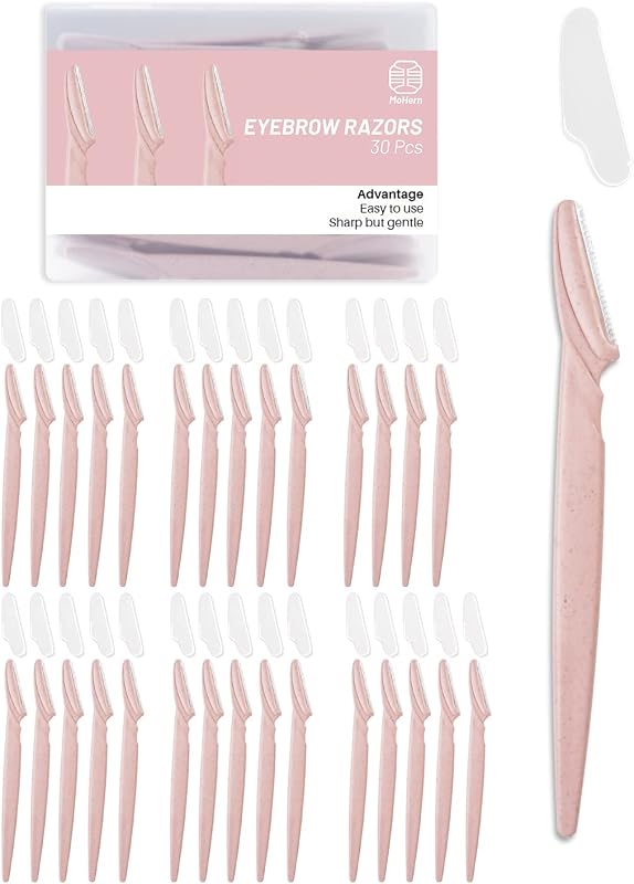 Aparelho de barbear facial descartável MoHern rosa, Pacote com 30 unidades
