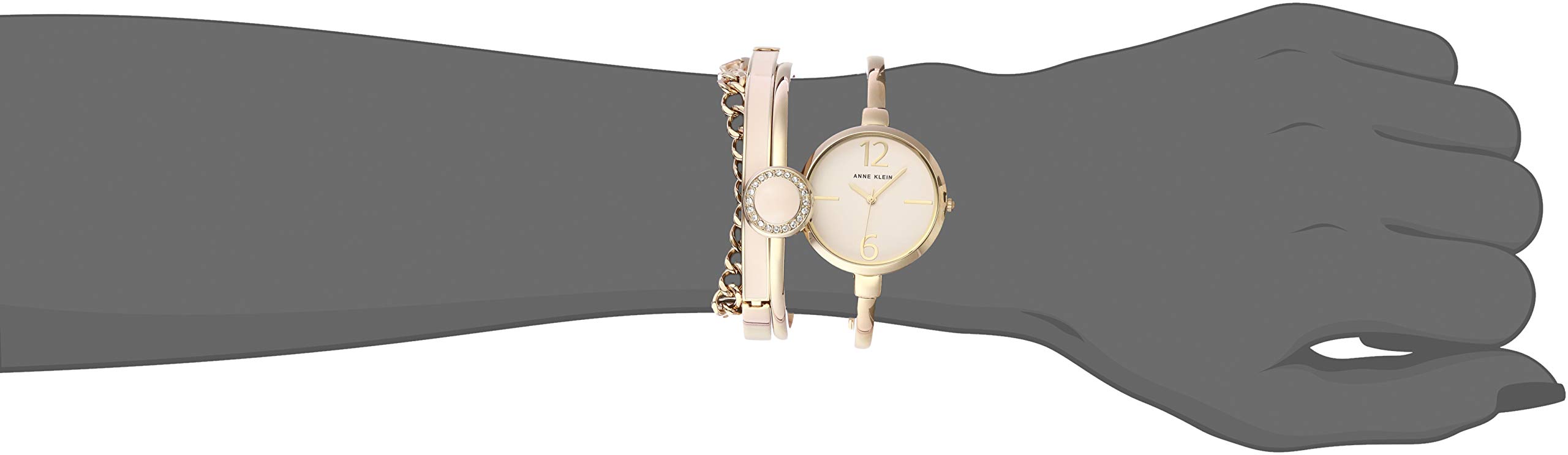 Anne Klein Damen-Armbanduhr und hochwertiges Armband mit Kristallakzent, AK/3290LPST