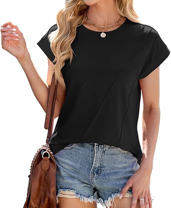 Summer t Shirts for Women Tee Womens Short Sleeve Tops Womens Tops Dressy Casual Top 2025 Blouses Shirt Womens Clothing
