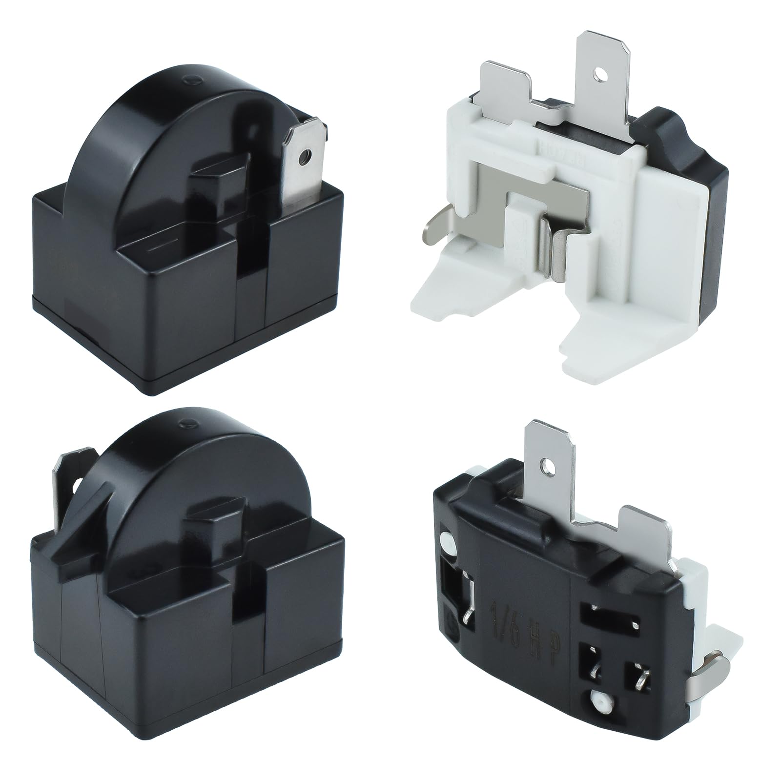 UBANU PTC QP2-4r7 Refrigerator Starter Relay and Refrigerator Overload Protector, 4.7 Ohm 1-Pin Starter/Start Relay and 1/6HP Overload Kit Compatible