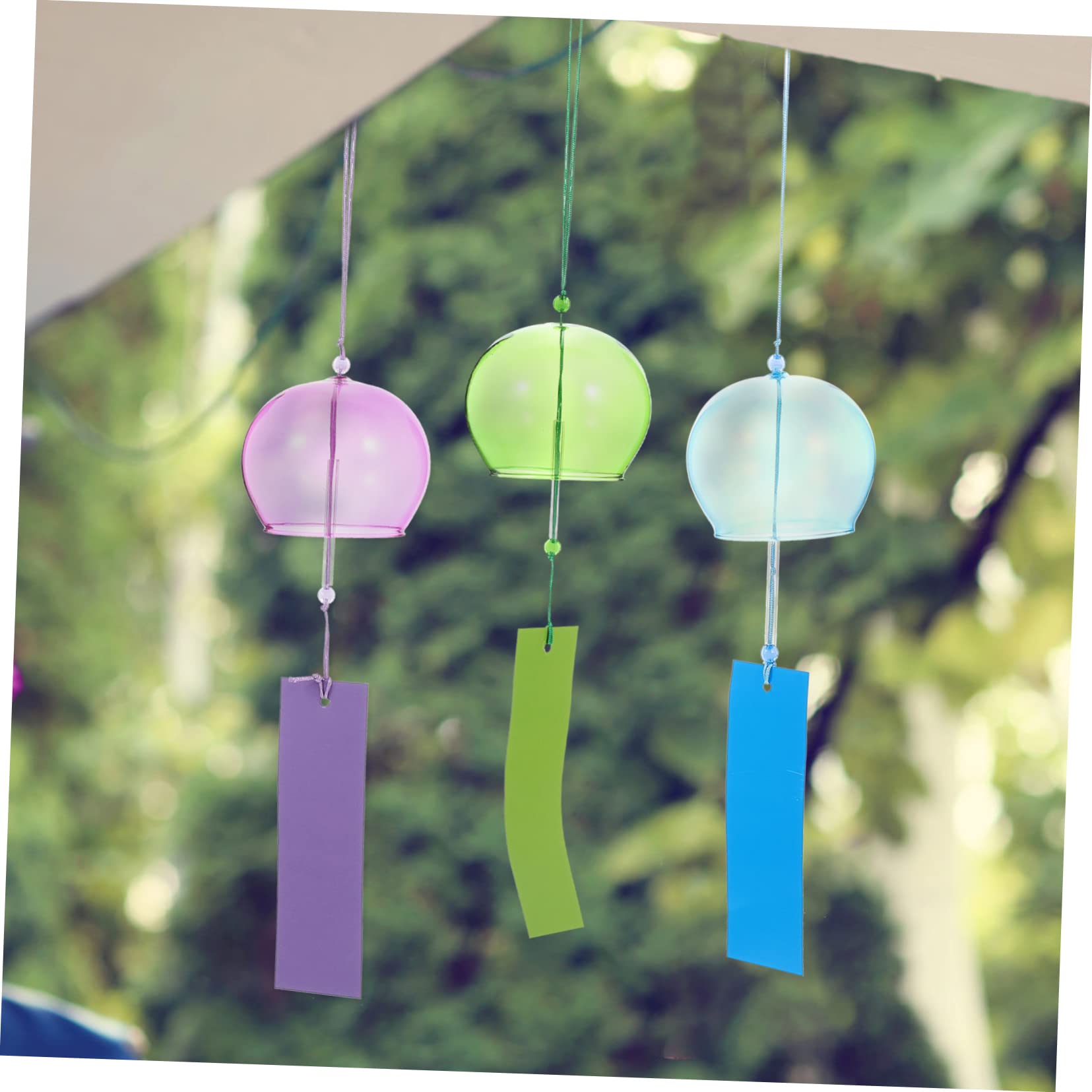 6pezzi Campanelli Eolici in Vetro Trasparenti Decorazioni Da Appendere Per Esterni e Giapponese