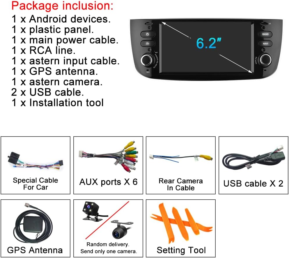 for Fiat Grande Punto Radio 7" IPS Touchscreen with Carplay Android auto, GPS Navigation SWC and Free Rear Camera