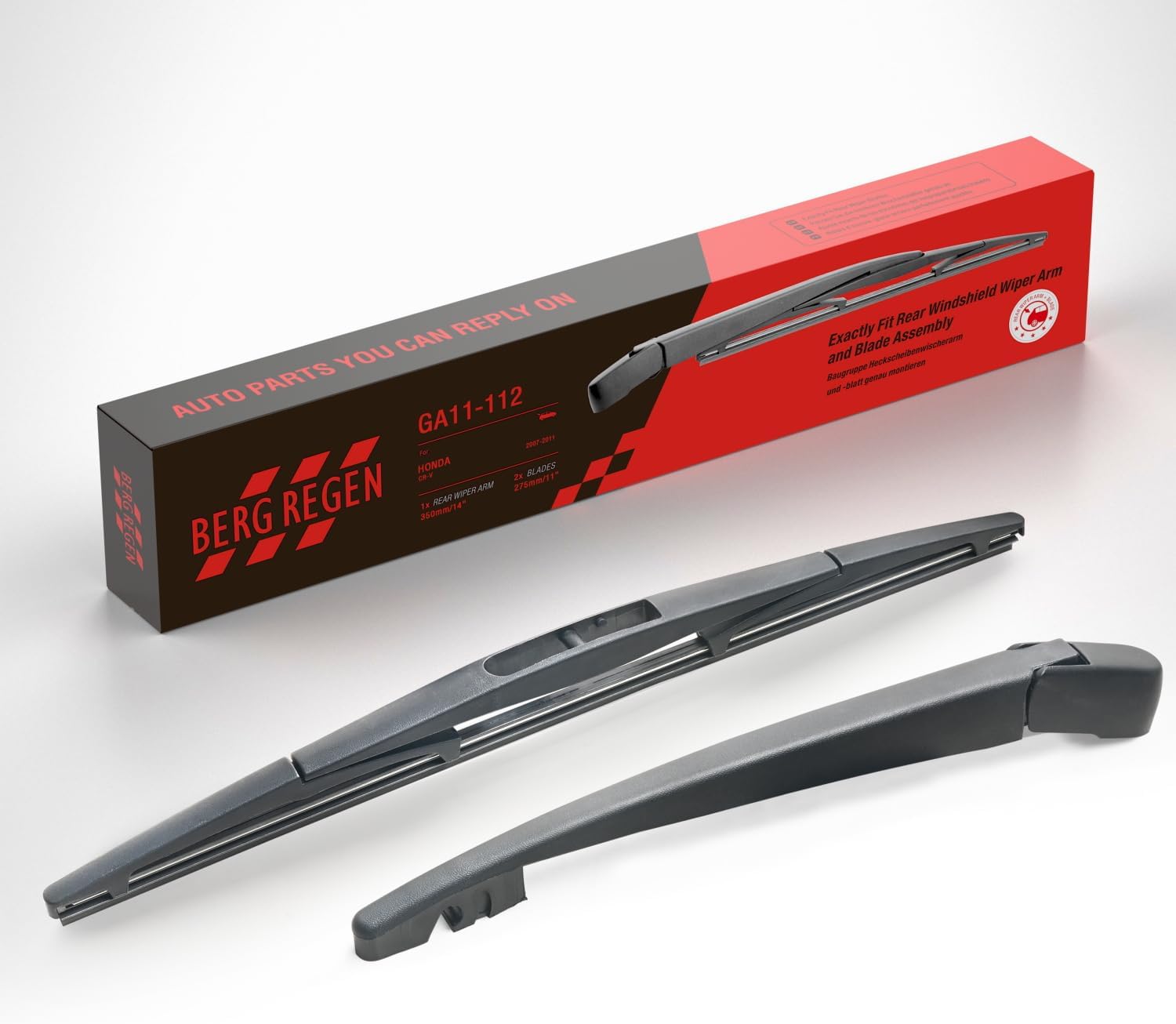 BERG REGEN® Rear Windshield Wiper Arm Blade Set Replacement for Honda CR-V CRV 2011-2007 Rear Wiper Assembly Back Windshield WindowOEM: 76720-SWA-003 76730-SFA-003