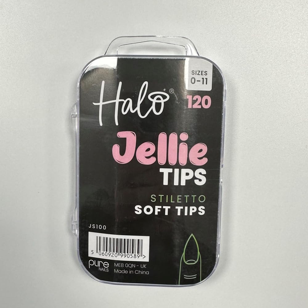 Halo Jellie Nail Tips Stiletto Sizes 0-11 (Pack of 120 Mixed)