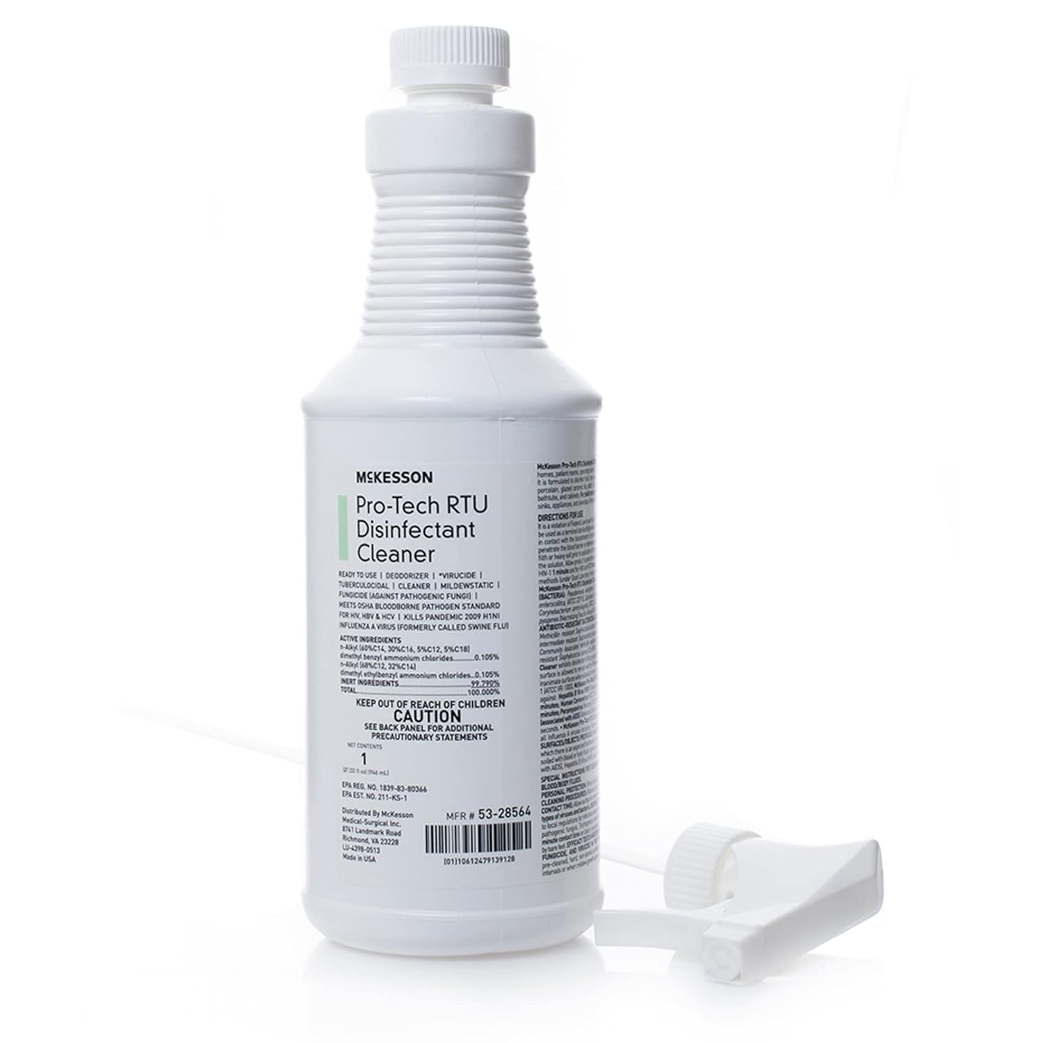 McKesson Pro-Tech Surface Disinfectant Cleaner, Ready to Use - Floral Scent, Trigger Spray Bottle, 32 oz, 1 Count, 12 Packs, 12 Total