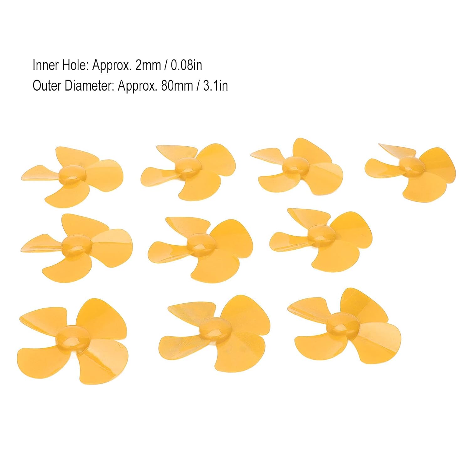 Drill Propeller, 80mm Plastic Propeller, Rc Boat Propeller Propeller Replacement DIY Model Propeller 10Pcs 4 Blades Propeller Rotating Toy Model Accessories with 2mm Hole XR 149