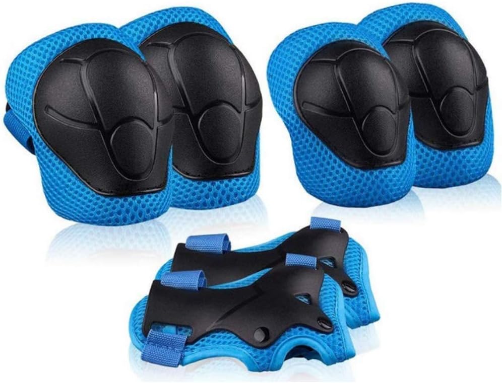 Kids Sports Protective Gear Set,6PCS Wrist Guard Knee Elbow Pads for Children Protection Skateboard Inline Roller Skating Biking Riding Scooter,Blue