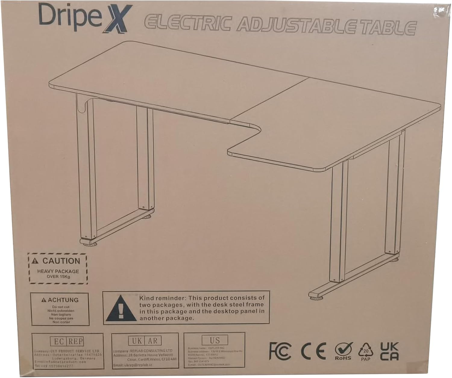 Dripex L-Shaped Desk Packaging Box