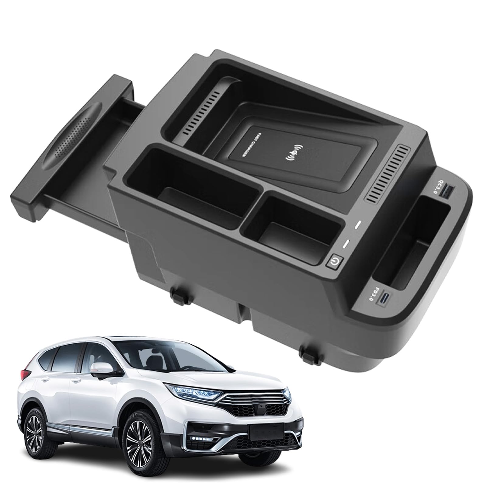 GQQSXZNTD Wireless Car Charger for Honda CRV 2022 2021 2020 2019 2018 2017, Car Wireless Charger Pad with 15W Wireless & 27W USB for Any Qi Enabled Phone