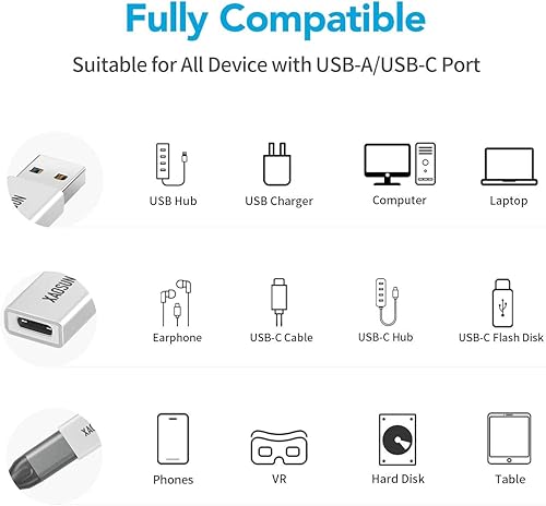 Vista 13 de XAOSUN [10 Gbps] Adaptador USB C hembra a USB macho (paquete de 2), adaptador 3.1 USB A a C, sincronización de datos SuperSpeed unilateral y carga