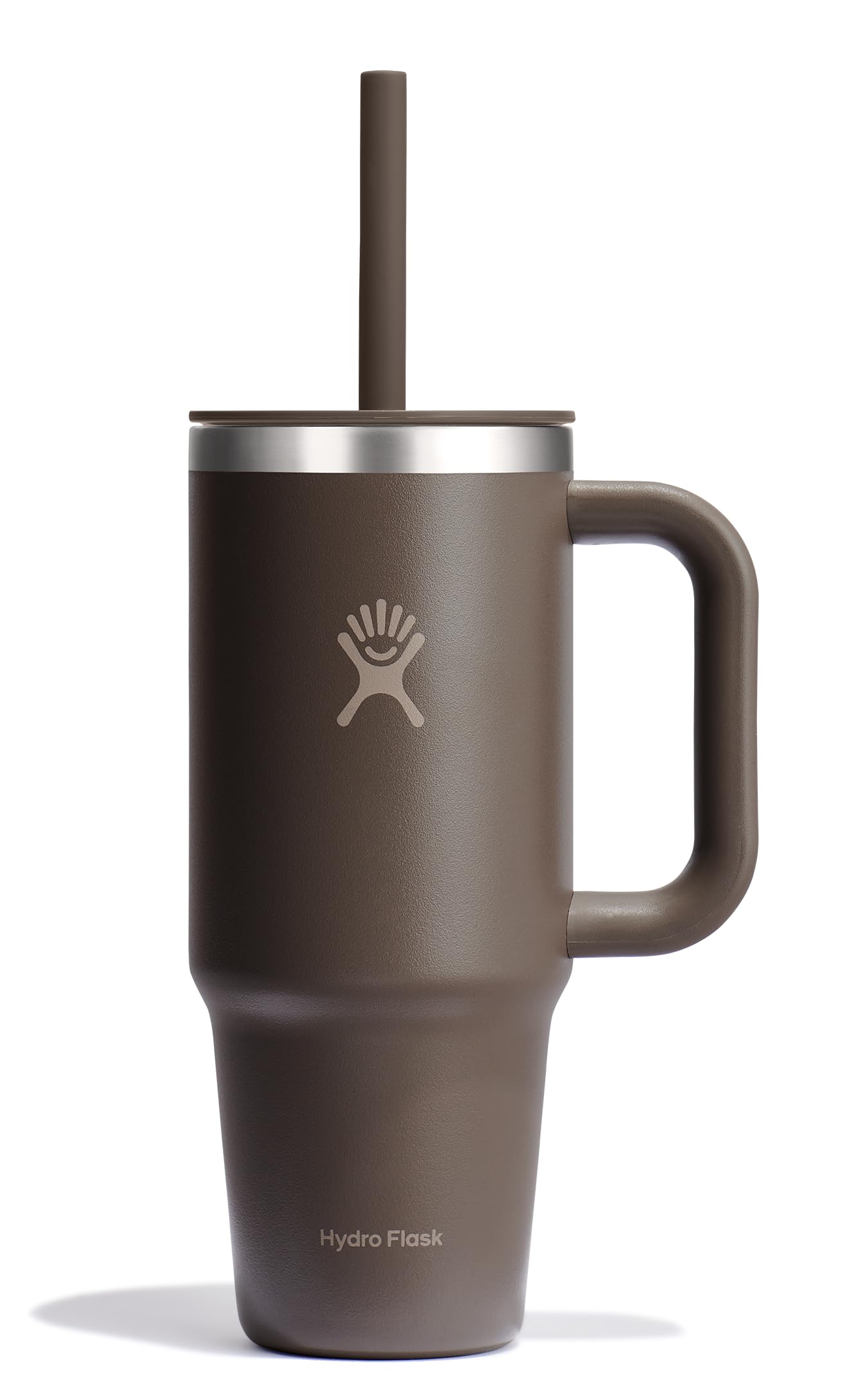 Hydro Flask Travel Tumbler with Handle, Lid and Straw - Insulated Stainless Steel in 24 Oz Sandpiper