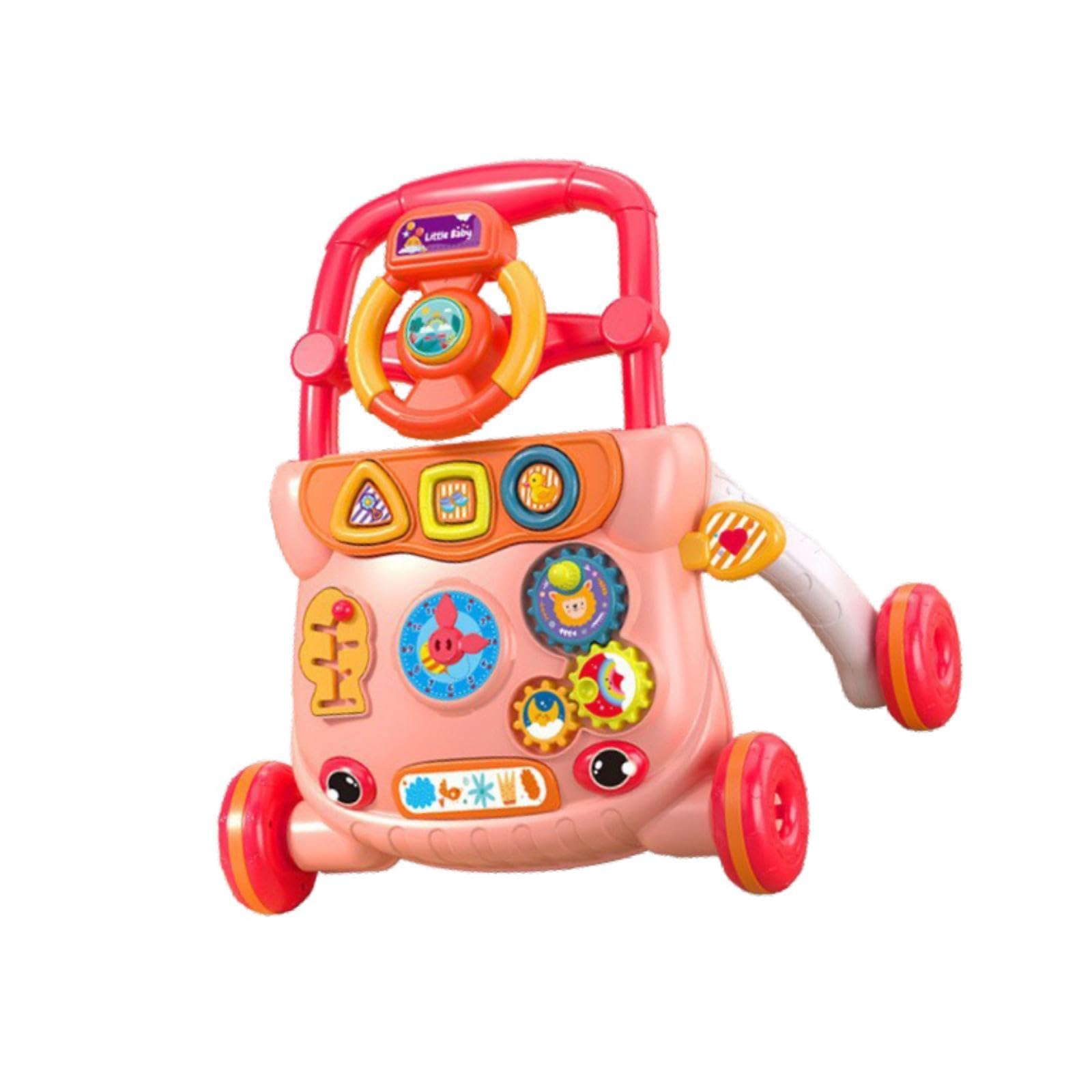 Kokiya Baby Push Walking Toy Music Toy Children Glide Car Toy Baby Steering Wheel Toy Infants 6-12 Months Boys and Girls Baby, red