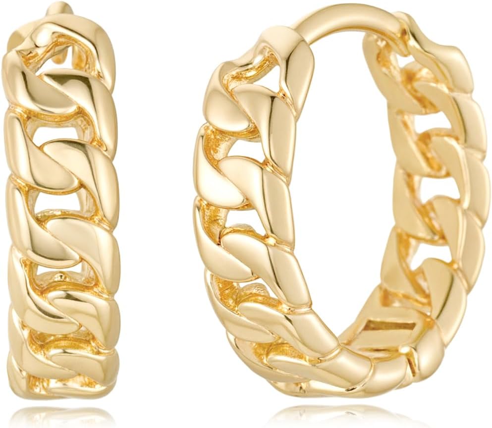 MYEARS Women Earrings Gold Huggie Hoop 14K Gold Plated Small Simple Hypoallergenic Everyday Jewelry