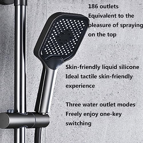 Conjunto de ducha para baño, juego de ducha presurizado, conjunto de ducha montado en pared con temperatura constante inteligente, pantalla digital LED, rociador superior extragrande, teclas de piano, adecuado para baño y gimnasio miniatura 6