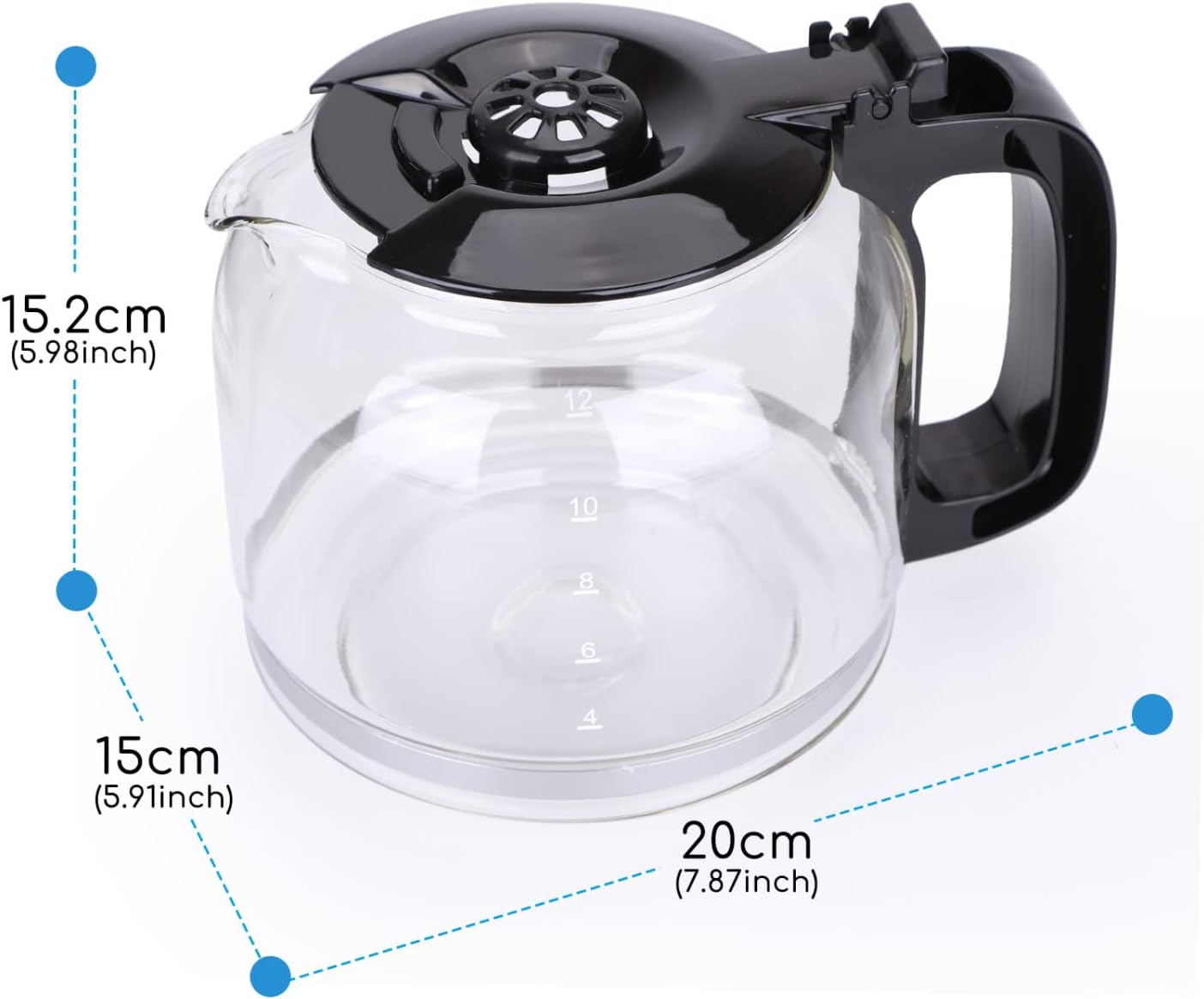 12-Cup Replacement Glass Carafe for Taylor Swoden Coffee Maker Models 300105REU - Image 8