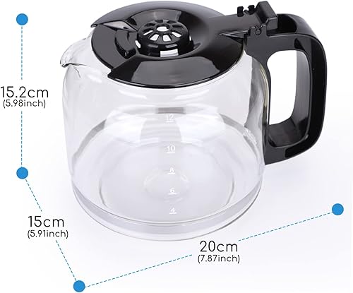 Miniatura 8 de Jarra de vidrio de repuesto de 12 tazas para cafetera Taylor Swoden modelos 300105REU