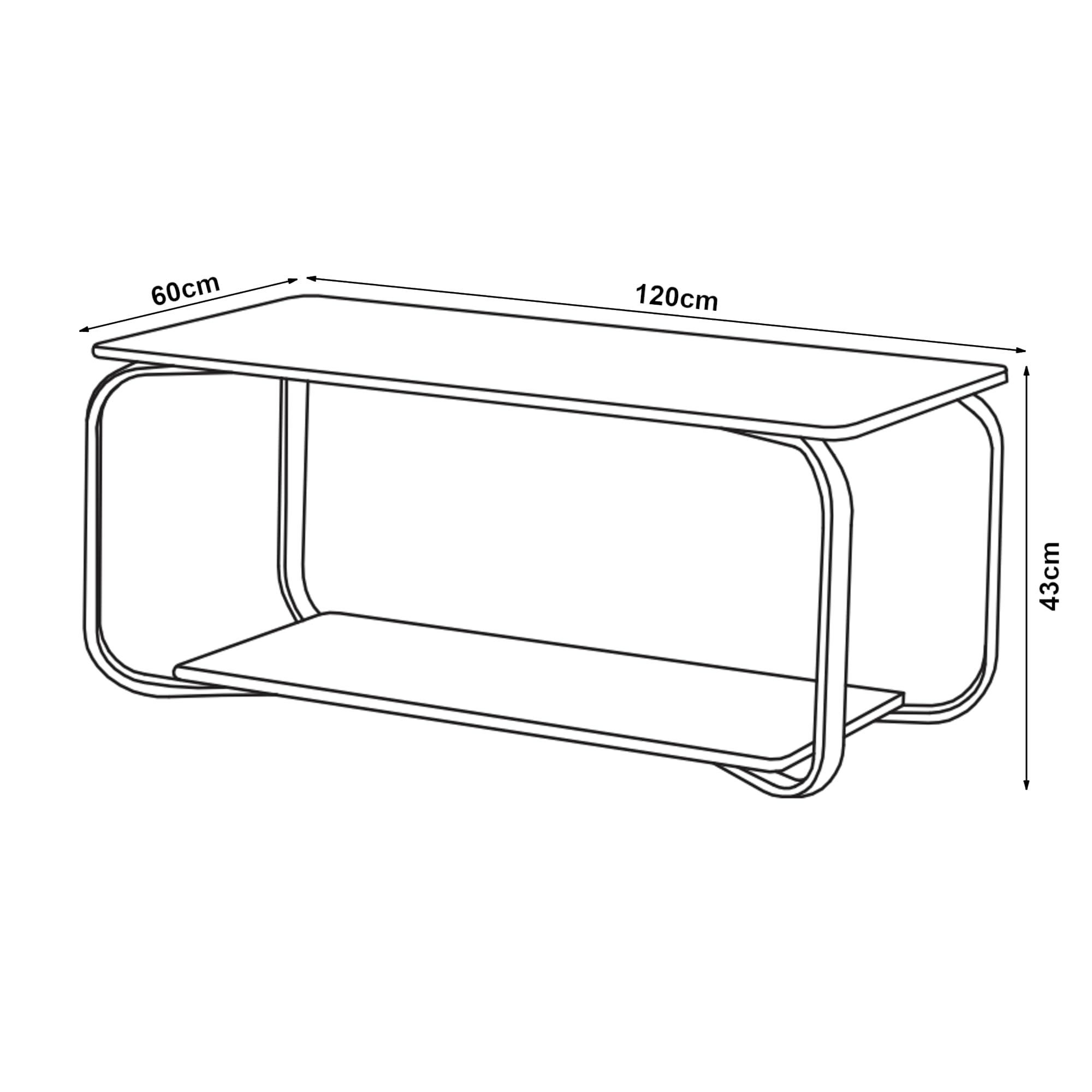 [en.casa] Couchtisch Kolta 120x60x43 cm Marmoroptik, Weiß Sofatisch mit untere Ablagefläche Wohnzimmertisch mit Stauraum
