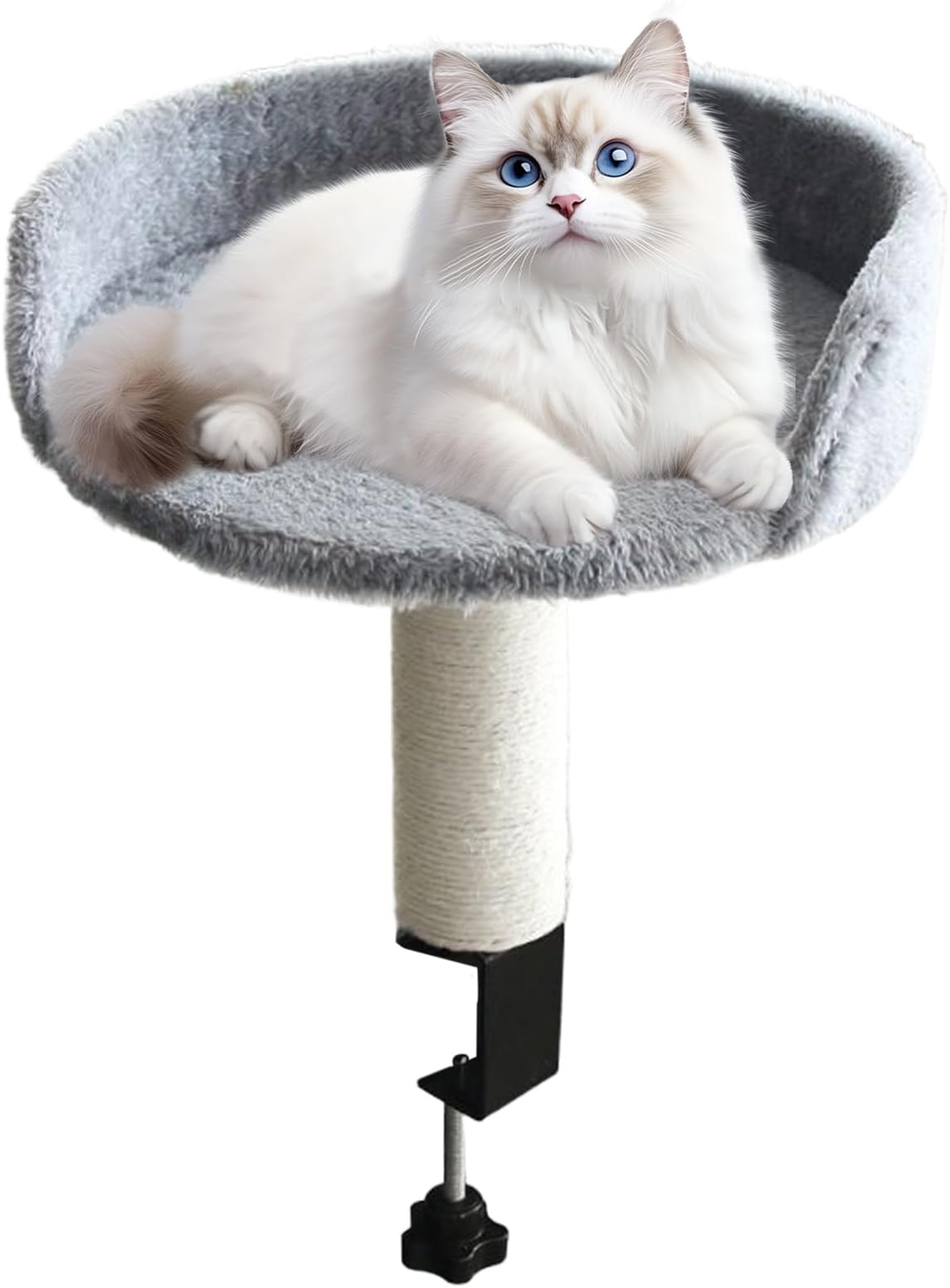 Cat Desk Bed, 360° Rotating Adjustable Nest, Soft Desktop Kitten Lounger, Portable Pet Furniture, Indoor Home Accessory, Soft Table Attachment for Apartment Bedroom Living Room