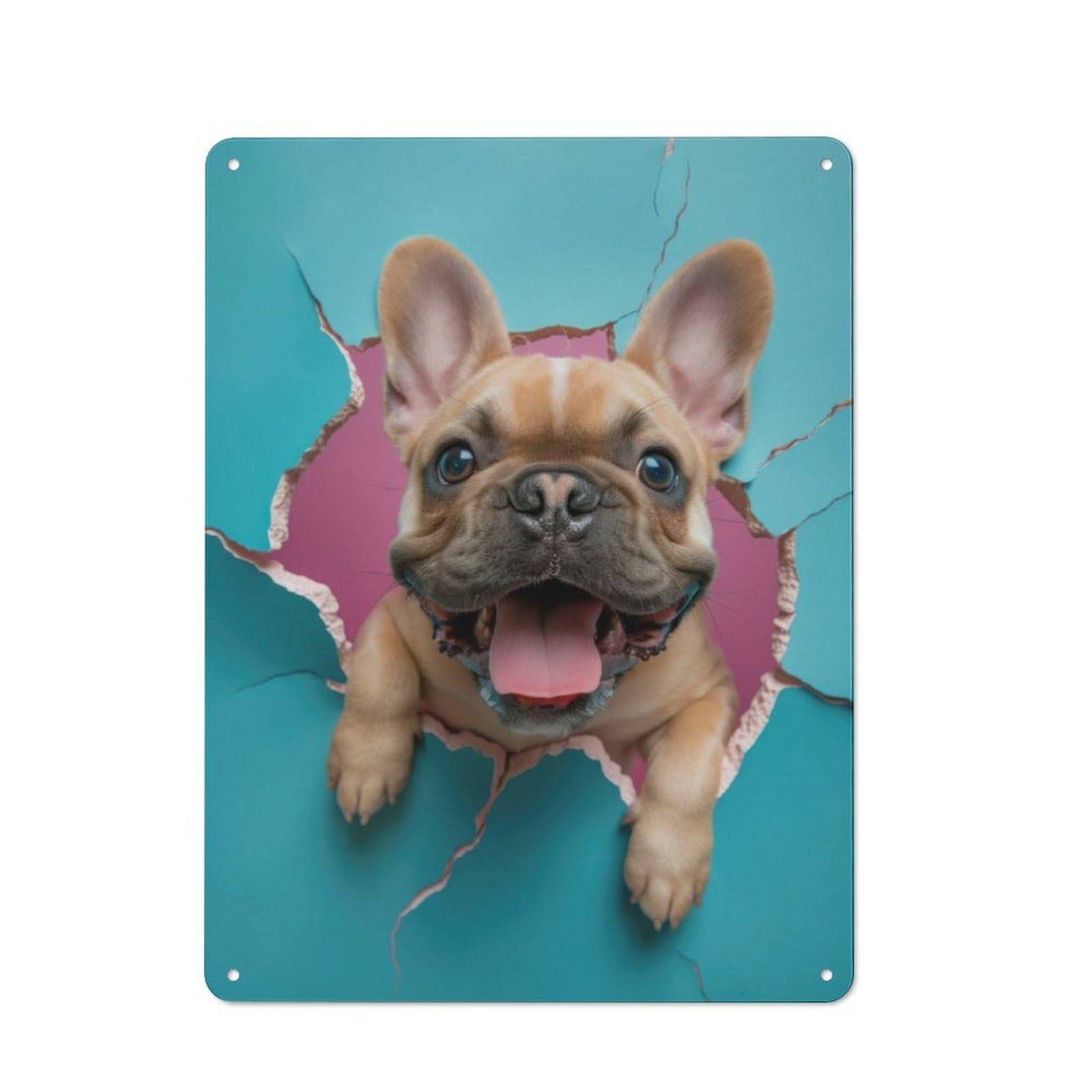 Junmoney Joyful Bulldog Printed Metal Sign 40X30cm For Kitchen Or Home Bar, Housewarming Present For People Styling Kitchen And Home Bar