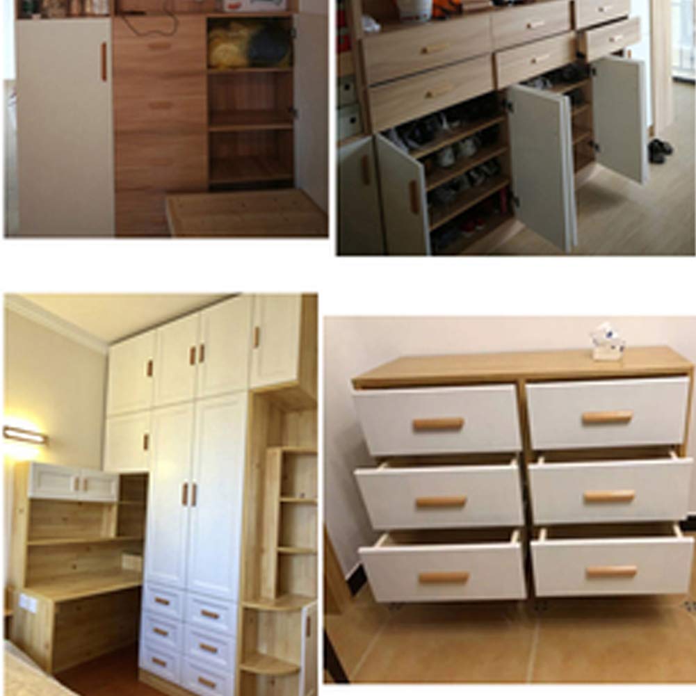 10 Stück Möbelgriffe aus Holz, Küchenschubladen, Kleiderschrank, Schrankknöpfe mit Schrauben (Lochabstand: 64/96/128/160/192 mm) (10 Stück 64 mm) (10 Stück 128 mm)