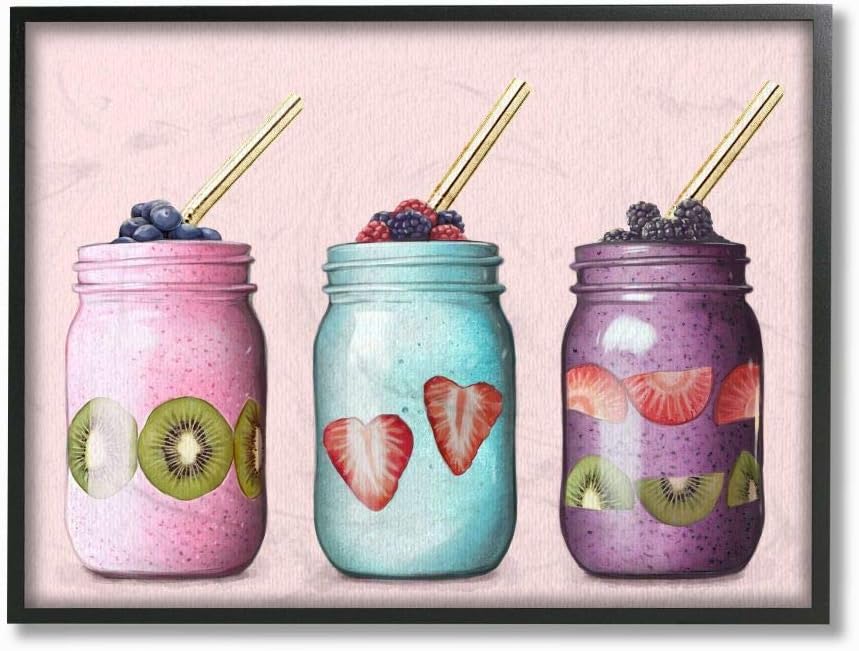 Stupell Industries Fruit Smoothie Jars Food Pink Painting Canvas Wall Art, Multi-Color