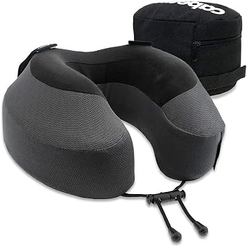 Cabeau Travel Neck Pillow and Eye Mask Set, Memory Foam Neck and Head Support Pillow for Traveling, Airplane, Car Headrest, Office Chair, Blackout Sleep Mask for Home and Travel, Sleeping Earplugs Inc