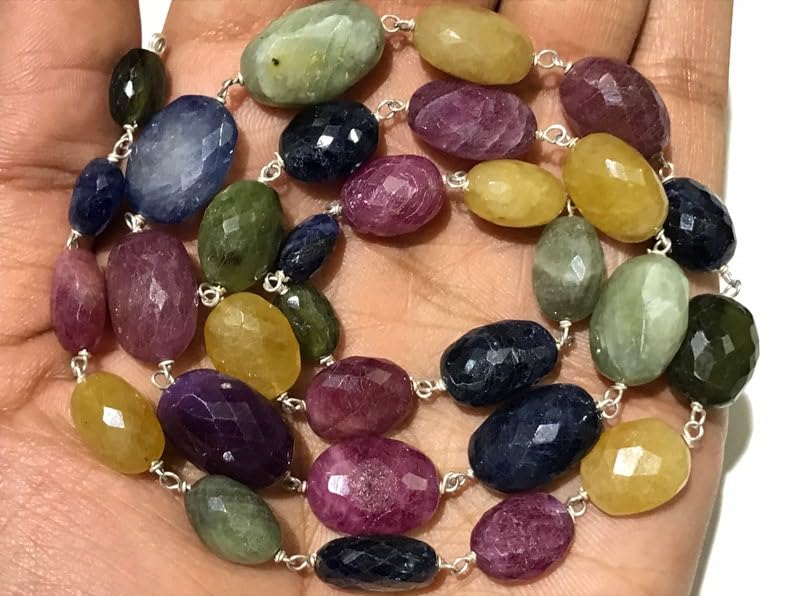 Perles multi-saphirs naturelles 10-13mm fabrication de bijoux collier - 5