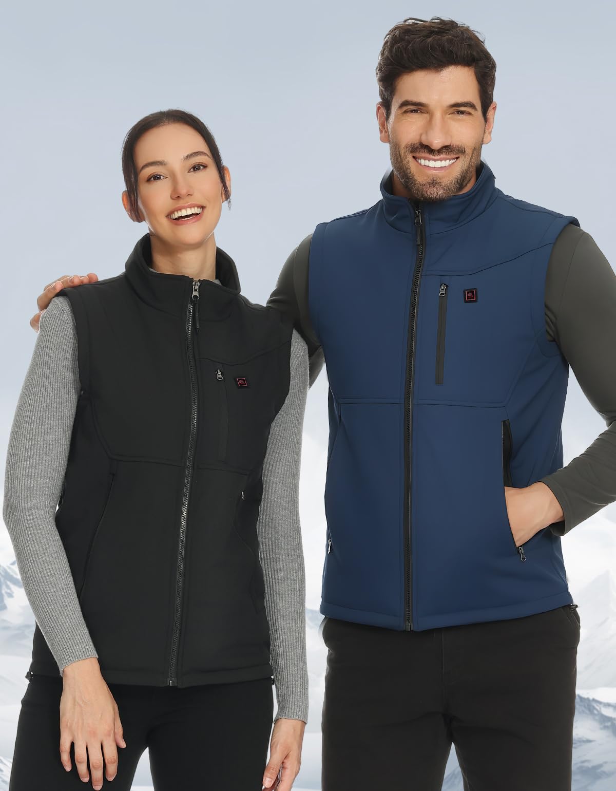 KEMIMOTO Chaleco Calefactable, Chalecos Impermeable Térmicos APP Exclusiva y Batería de 10000 mAh, Tejido Softshell Tela a Prueba de Viento 3 en 1, 4 Zonas de Calor Moto Esquí Senderismo