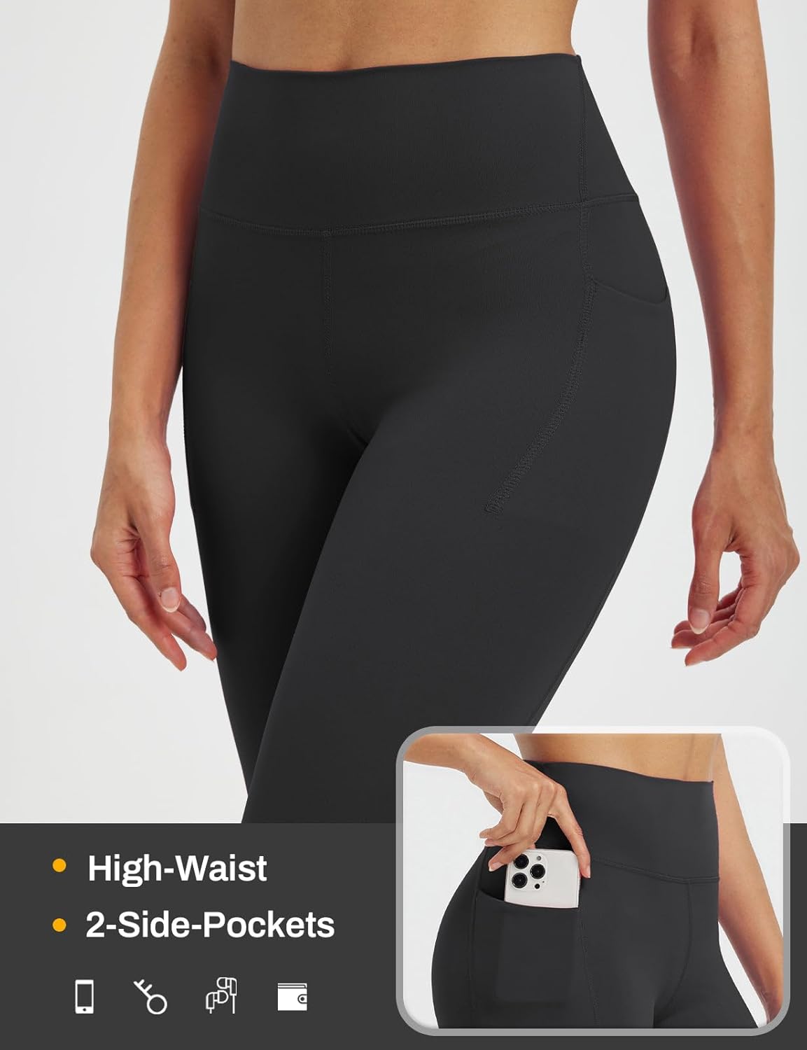 baleaf Womens 17" High Waisted Capri Leggings with Pockets Tummy Control Yoga Gym Capris Pants - Image 5