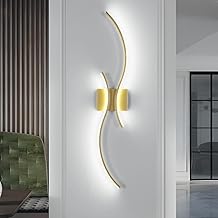 Comely Applique Murale Intérieure, 27W Lampe Murale Dorée Design Incurvé Créatif, 6500K Lumière Froide, Luminaire Mural Moderne pour Chambre Salon Escalier, 80CM