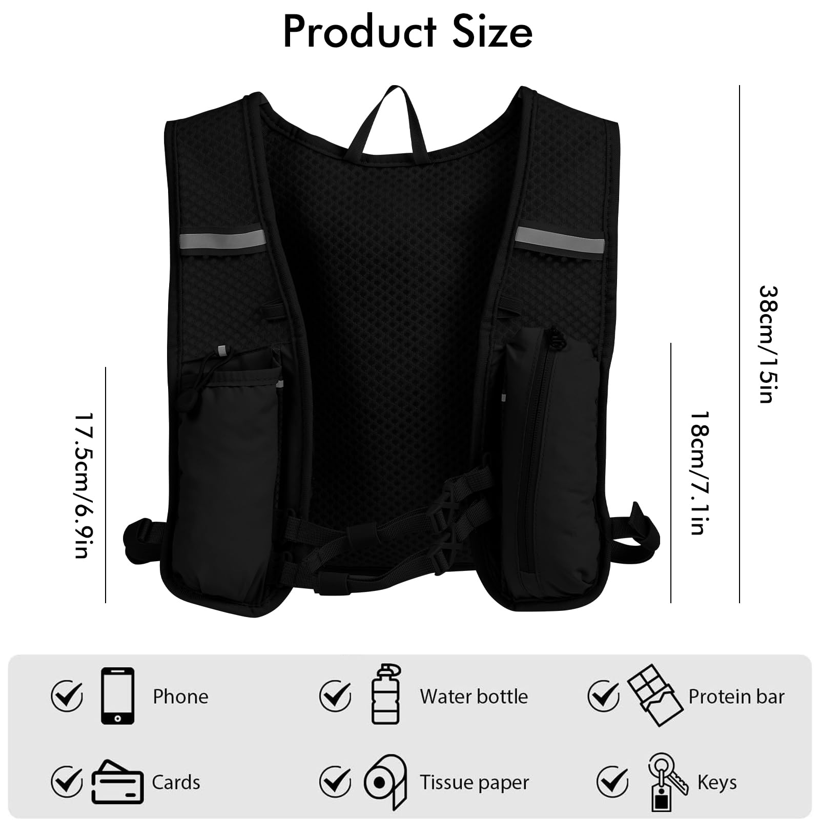 InfiniZer Running Vest For Men Women Lightweight Breathable Hydration Backpack Functional Reflective Running Vest For Cycling Hiking Marathon - 5