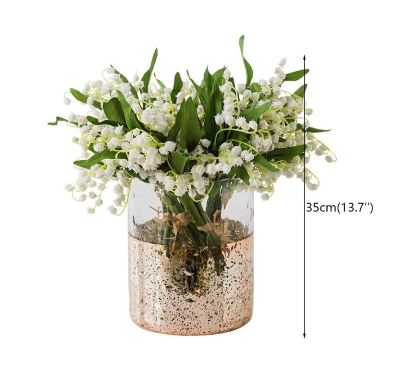 FENBNMK Blumen Gefälschte Blume Künstliche Pflanze Seide Blumenstrauß Vase Set Frühling Convallariae Blume Home Hotel Party Dekoration Hochzeit Deko